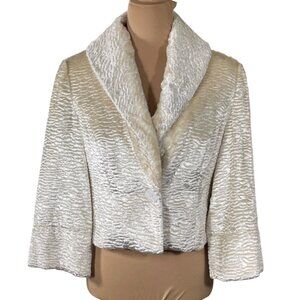 Mac & Jac Faux Fur Jacket Coat Silvery Cream 1 Button Size 6